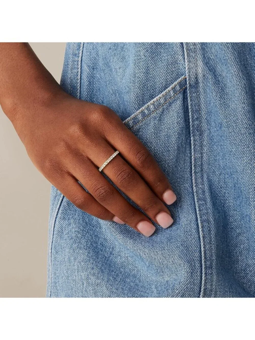 Dainty 14K Gold Plated Eternity Ring | Stackable Cubic Zirconia Band Jewelry